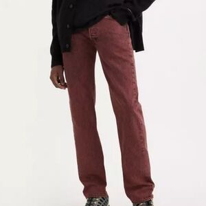 Levi Strauss Original 501 Jean In Brown Size 32x32 Rigid Denim Button Fly Men